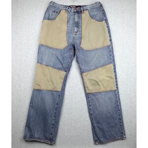 Vintage Phat Farm Jeans Men 36x33 Denim Double Knee Canvas Patch Baggy Skate Y2K